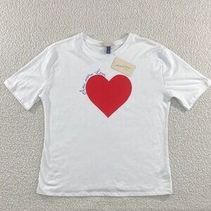 Universal Thread White Tee with Red Heart womans xs show more love new